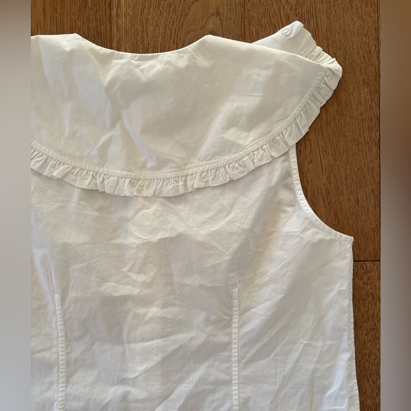 Ganni Cotton Poplin Sleeveless Frill Collar Shirt size 36 bright white Peter pan - Picture 6 of 13